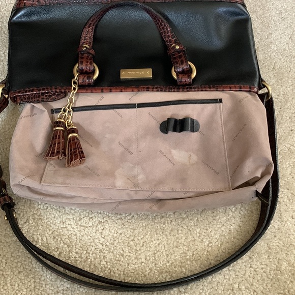 Brahmin Asher Satchel Tote Black Brown Crocodile Embossed Leather Purse - Picture 16 of 17